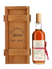 Macallan 1938 Handwritten Label Bottled 1980s - Bottle Number 71 75cl / 43%