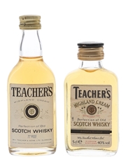 Teacher's Highland Cream Bottled 1970s & 1980s 2 x 5cl / 40%
