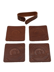 Yellow Rose Distilling Leather Coasters  10cm x 10cm