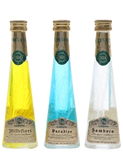 Casoni Cristallizzato Liqueurs Bottled 1970s - Millefiori, Paradise, Sambuca 3 x 4cl / 40%