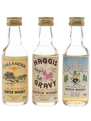 Assorted Blended Scotch Whisky Callander, Haggis Gravy & On The Piste 3 x 5cl / 40%