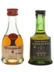Bisquit & Prince Hubert De Polignac 3 Star Bottled 1960s-1970s 2 x 3cl / 40%