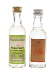 Polmos & Moskovskaya Vodka Bottled 1970s-1980s 2 x 5cl