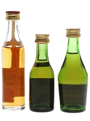 Asbach Uralt, De Valcourt & Grand Trianon Brandy Bottled 1970s 3 x 3.9cl-5cl