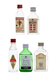 Assorted London Dry Gin Bottled 1970s & 1980s 5 x 5cl