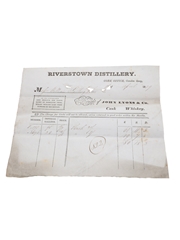 Riverstown Distillery Purchase Receipts, Dated 1849 John Lyons & Co. 
