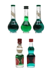 Cusenier Freezomint & Get Pippermint Creme De Menthe Liqueurs Bottled 1960s-1970s 5 x 3cl-5cl