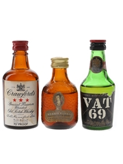 Crawford's, Robbie Burns & Vat 69 Bottled 1960s-1980s 3 x 5cl