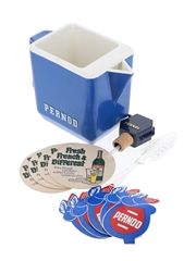 Assorted Pernod Memorabilia Water Jug, Spoon, Coasters & Stickers 