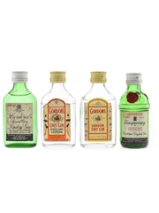 Gordon's & Tanqueray Dry Gin Bottled 1970s & 1980s 4 x 4.7cl-5cl / 40%