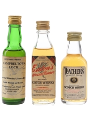 Campbeltown Loch, Ealton's & Teacher's Bottled 1970s & 1980s 3 x 4.8cl-5cl / 40%