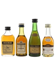 Hine, Martell, Remy Martin & Salignac Bottled 1970s 4 x 3cl-5cl / 40%