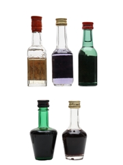 Bolskummel, Cherry Brandy, Curacao Triple Sec & Parfait Amour Bottled 1970s 5 x 3cl-5cl