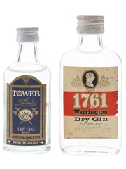 Greenall's 1761 Warrington & Tower Of London Dry Gin Bottled 1970s 2 x 5cl / 40%