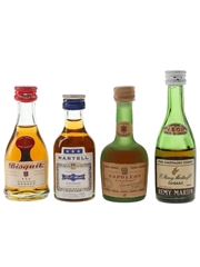 Bisquit, Courvoisier, Martell & Remy Martin Bottled 1960s & 1970s 4 x 3cl