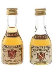 Chatelle VSOP Napoleon Brandy Bottled 1960s-1970s 2 x 5cl