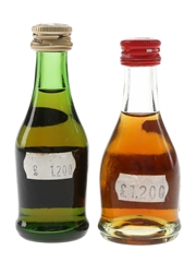 Bisquit 3 Star Cognac Bottled 1970s 2 x 3cl