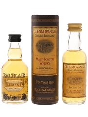 Balblair Elements & Glenmorangie 10 Year Old Bottled 2000s 2 x 5cl / 40%