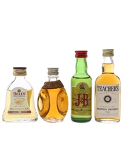 Bell's, Dimple, J & B, Teacher's Bottled 1970s & 1990s 4 x 5cl / 40%