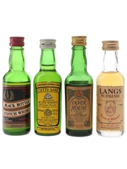 Black Bottle, Cutty Sark, Inver House & Langs Supreme Bottled 1970s 4 x 4.7cl-5cl / 40%