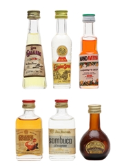 Assorted Italian Liqueurs Galliano, Mand Averna, San Marino, Solado & Strega 6 x 2.5cl - 3cl