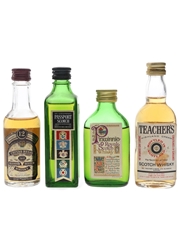 Chivas Regal, Passport Scotch, Pinwinnie Royale & Teacher's Bottled 1970s 4 x 4.7cl-5cl
