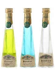 Casoni Cristallizzato Liqueurs Bottled 1970s - Certosa, Paradise, Sambuca 3 x 4cl / 40%