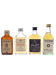 Ballantine's, Dewar's, John Begg & Teacher's Bottled 1970s 4 x 4.7cl-5.6cl / 40%