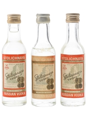 Stolichnaya Russian Vodka Bottled 1970s 3 x 5cl / 40%