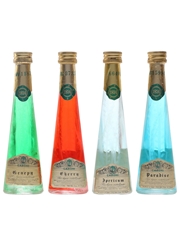 Casoni Cristallizzato Liqueurs Bottled 1970s - Apericum, Cherry, Genepy & Paradise 4 x 4cl / 40%