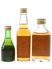 Delmont, Louis Lebon & Richot Brandy Bottled 1960s-1970s 3 x 3cl-5cl