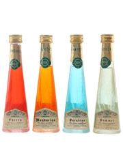 Casoni Cristallizzato Liqueurs Bottled 1970s - Cherry, Kummel, Mandarino, Paradise 4 x 4cl / 40%