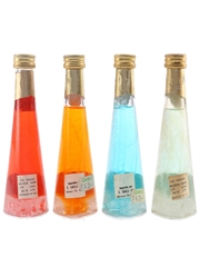 Casoni Cristallizzato Liqueurs Bottled 1970s - Cherry, Kummel, Mandarino, Paradise 4 x 4cl / 40%