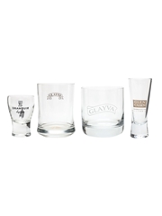 Assorted Glasses Glen Cairn, Drambuie, Glayva 7.5cm-9.5cm Tall
