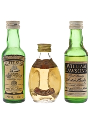 Cutty Sark, Dimple & William Lawson's Bottled 1980s 3 x 5cl