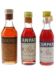 Campari Bitter Bottled 1960s & 1970s 3 x 3.9cl-5cl