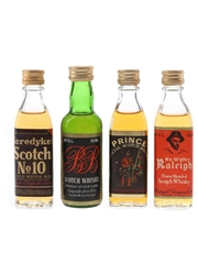 Acredyke's, Prince, R B & Sir Walter Raleigh Bottled 1980s 4 x 4cl-5cl