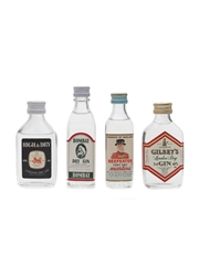 Assorted Gin Miniatures Bombay, Gilbey's, Beefeater, High & Dry 4 x 5cl