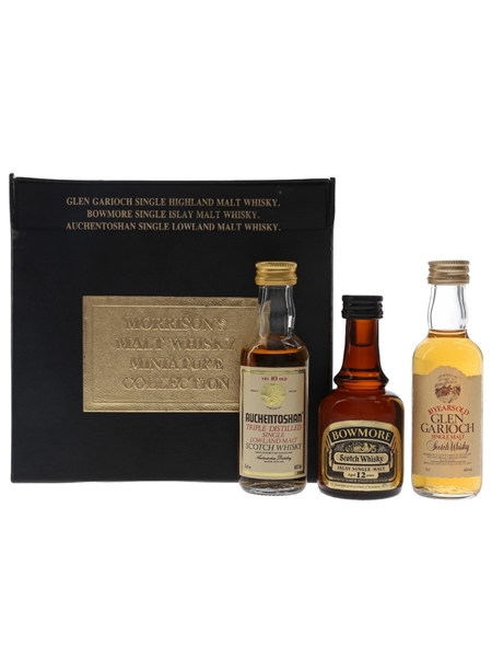 Morrison's Malt Whisky Miniature Collection Bottled 1980s - Glen Garioch, Bowmore & Auchentoshan 3 x 5cl / 40%