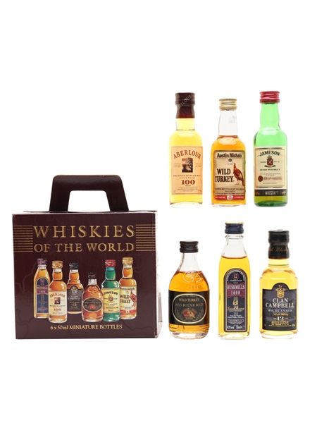 Whiskies Of The World Set Aberlour, Bushmills, Clan Campbell, Jameson & Wild Turkey 6 x 5cl