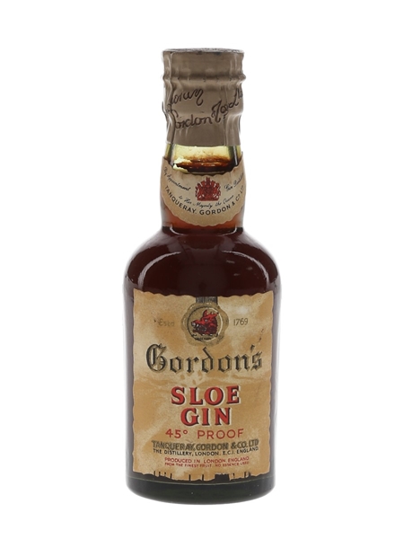 Gordon's Sloe Gin Spring Cap Bottled 1950s 5cl / 26%