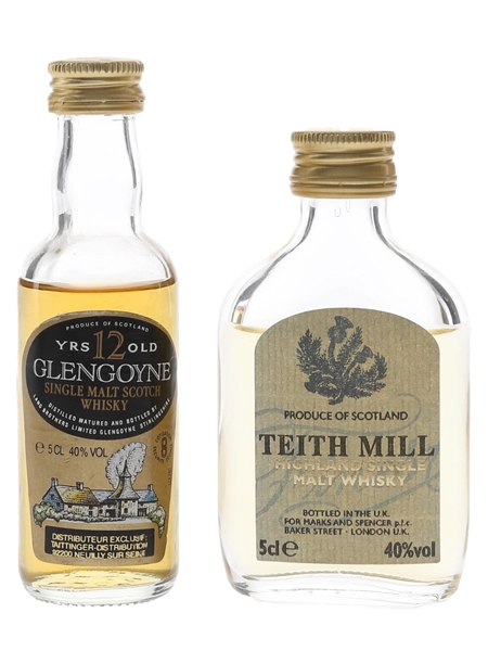 Glengoyne 12 Year Old & Teith Mill Bottled 1980s 2 x 5cl / 40%