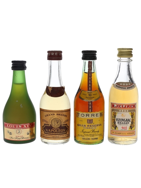 Assorted Brandy Bottled 1970s 4 x 5cl-5.2cl