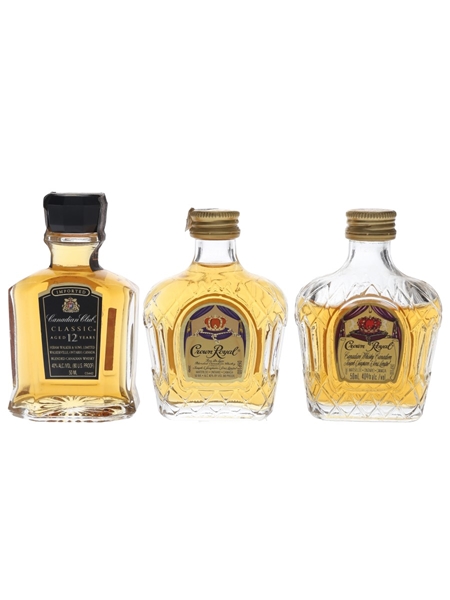 Canadian Club & Crown Royal Bottled 1980s 3 x 5cl / 40%