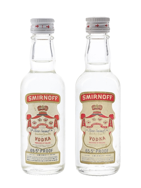 Smirnoff Red Label Vodka Bottles 1970s - International Distillers & Vinteners Ltd. 2 x 5cl / 37.5%