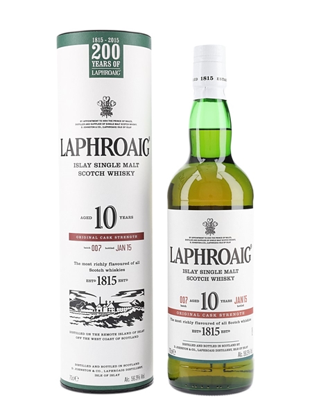 Laphroaig 10 Year Old Original Cask Strength Bottled 2015 - Batch 007 70cl / 56.3%