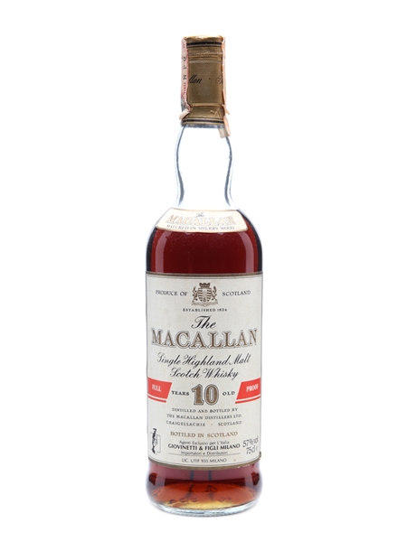 Macallan 10 Year Old Full Proof Bottled 1980s-1990s - Giovinetti 75cl / 57%