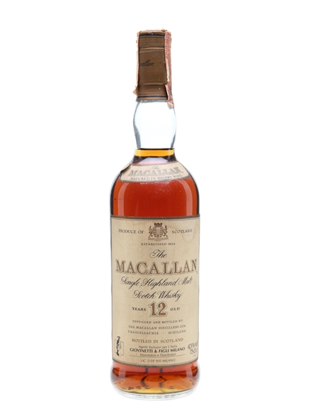 Macallan 12 Year Old Bottled 1980s - Giovinetti 75cl / 43%