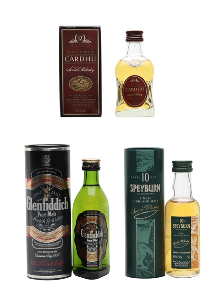 Cardhu 12 Year Old, Glenfiddich & Speyburn 10 Year Old  3 x 5cl / 40%