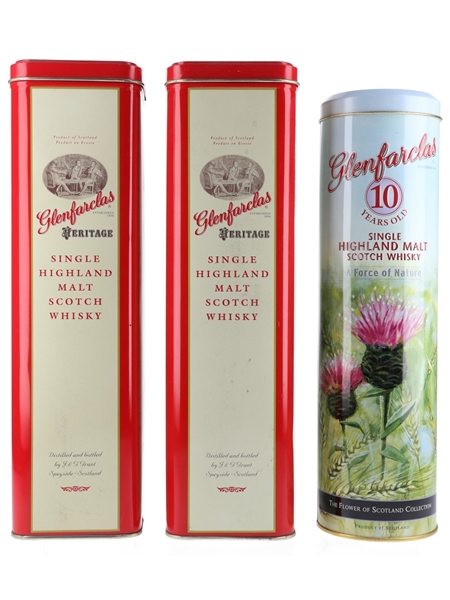 Glenfarclas Whisky Tins - Empty Heritage & Force Of Nature 